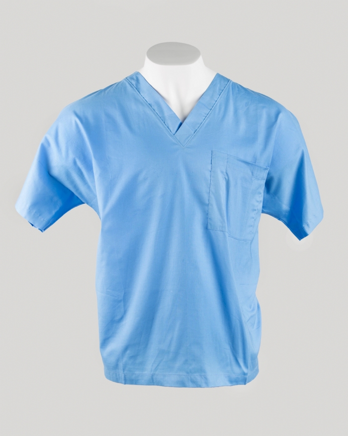 Blue Short Sleeve Scrub Top 100% Cotton