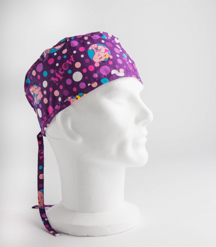 Purple Pink Panther Surgeons Hat 100% Cotton