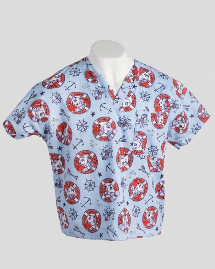 Disney Vintage Mickey Mouse Short Sleeve Scrub Top 100% Cotton