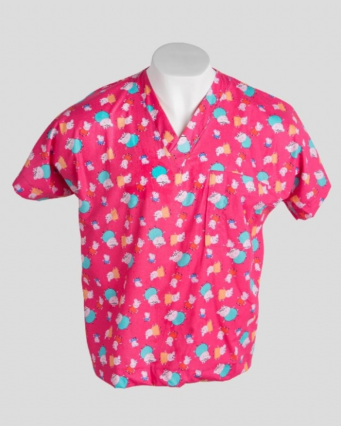 Pink Peppa Pig Short Sleeve Scrub Top 100% Cotton