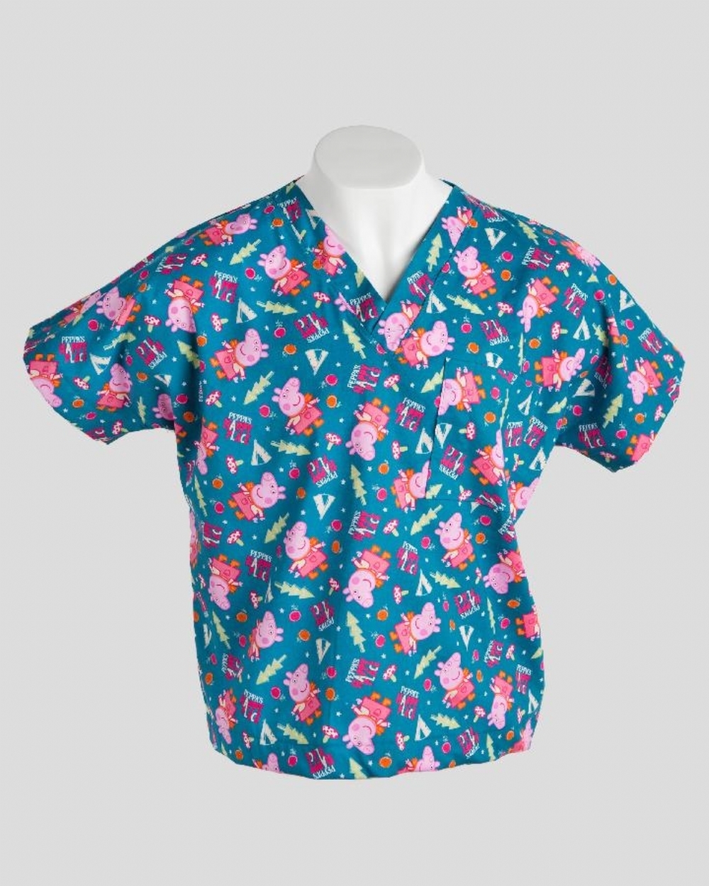 Blue Peppa Pig Short Sleeve Scrub Top 100 Cotton Chameleon Scrubs