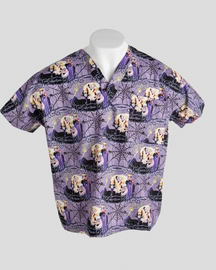 Disney Villains Short Sleeve Scrub Top 100% Cotton