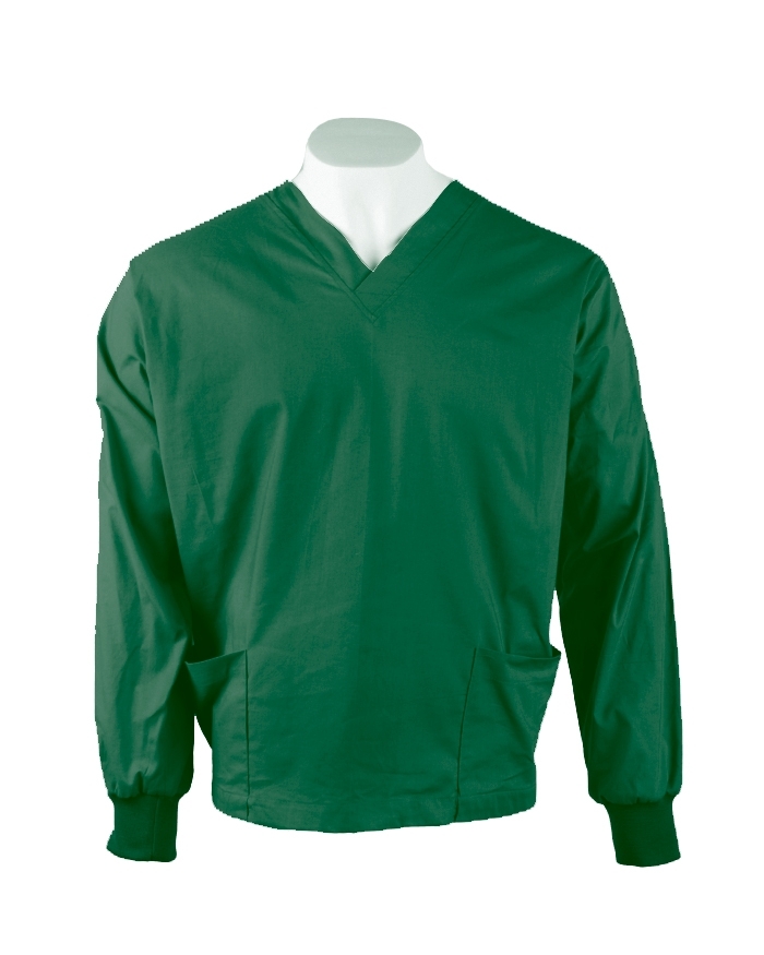 Emerald Green Long Sleeve Scrub Top Elastic Cuff 100% Cotton