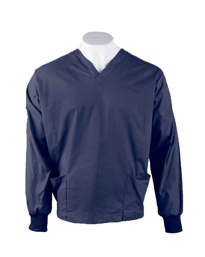 Navy Long Sleeve Scrub Top Elastic Cuff 100% Cotton