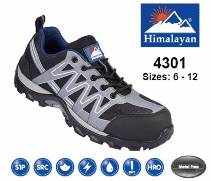 HIMALAYAN  Grey/Black Leather/Mesh Cross Trainer with Metal Free Toecap and Midsole 