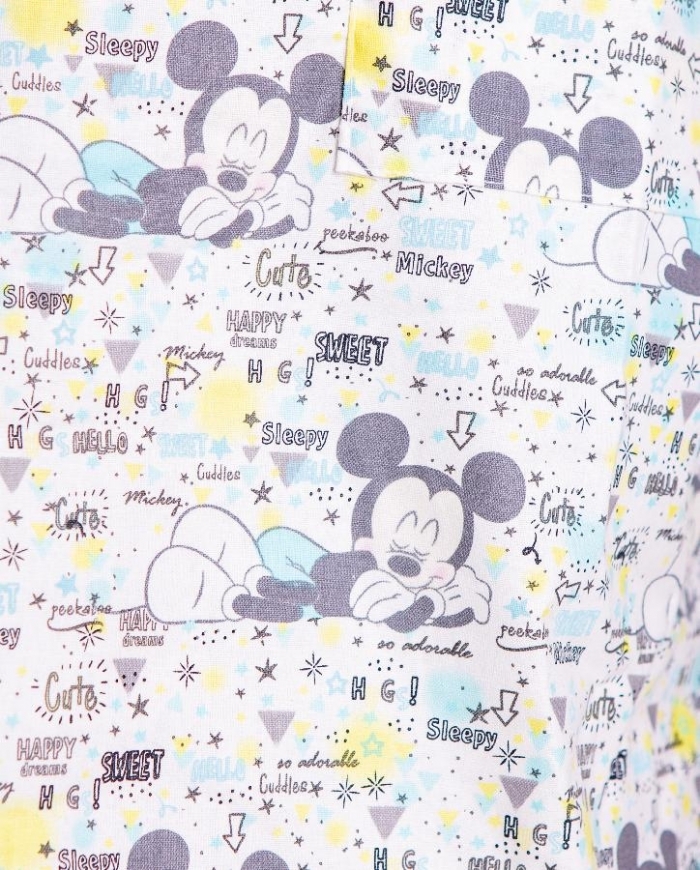 Disney Sleeping Mickey Mouse Short Sleeve Medical Scrub Top 100% Cotton