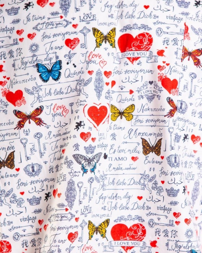I Love You Butterfly Short Sleeve Scrub Top 100% Cotton