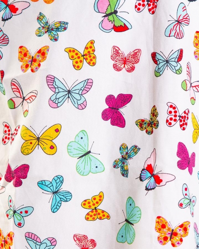Multi Coloured Butterflies Short Sleeve Scrub Top 100% Cotton