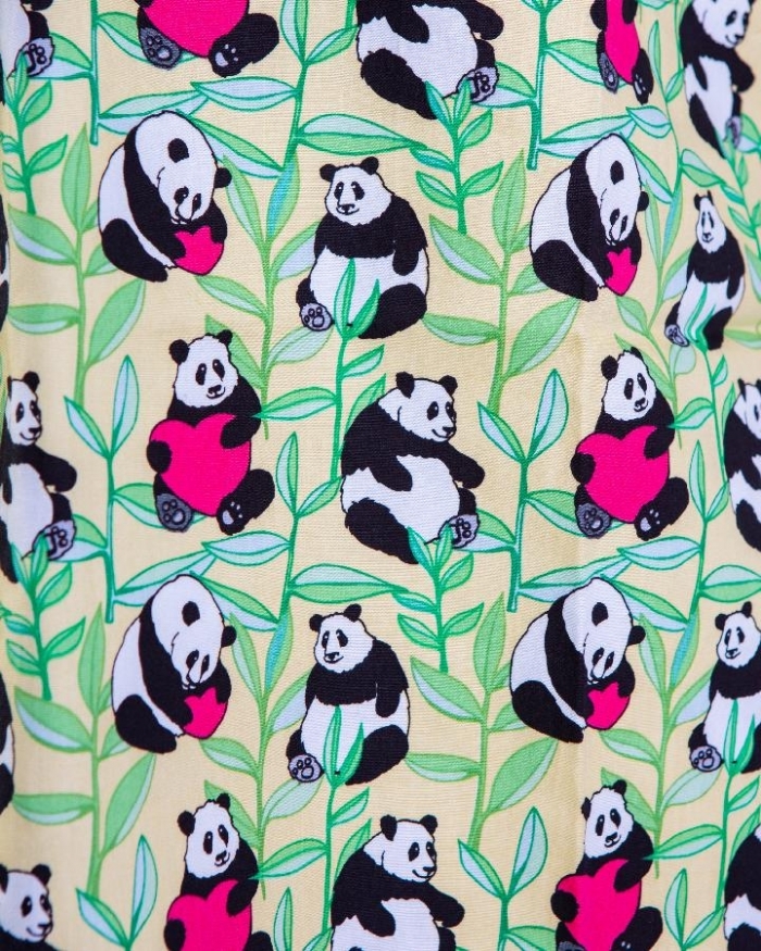 Loved Up Panda Yellow Short Sleeve Scrub Top 100% Cotton