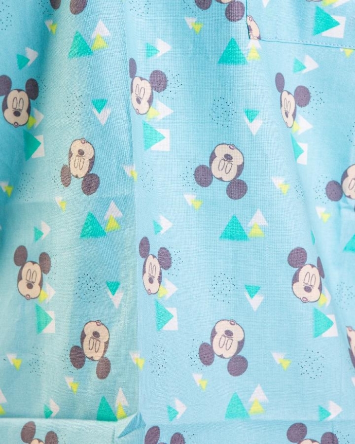 Disney Sleepy Mickey Mouse Short Sleeve Scrub Top 100% Cotton
