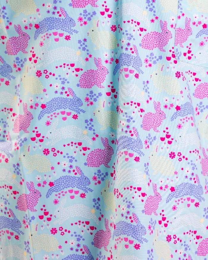 Multicoloured Rabbits Short Sleeve Scrub Top 100% Cotton