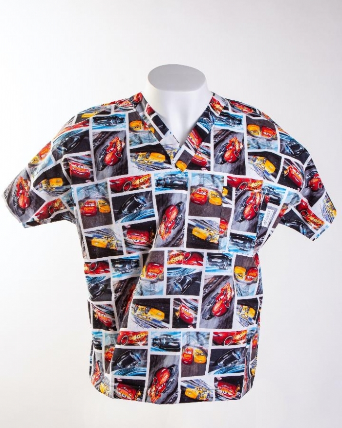 Disney Cars Short Sleeve Scrub Top 100% Cotton