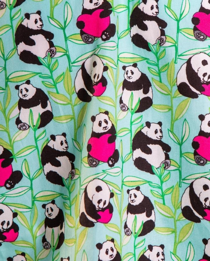 Loved Up Panda Green Short Sleeve Scrub Top 100% Cotton