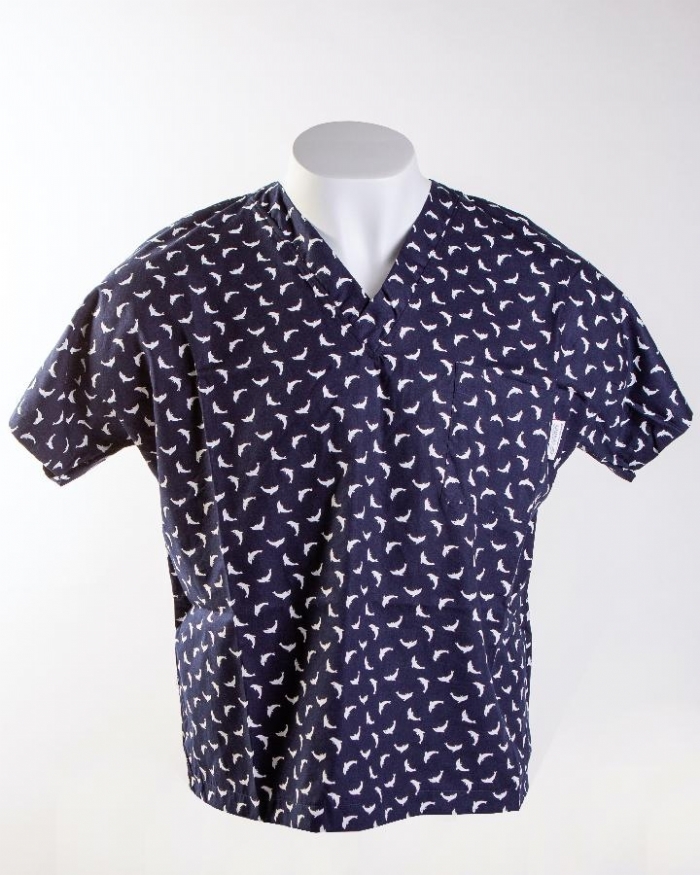 Blue Dolphin Short Sleeve Scrub Top 100% Cotton