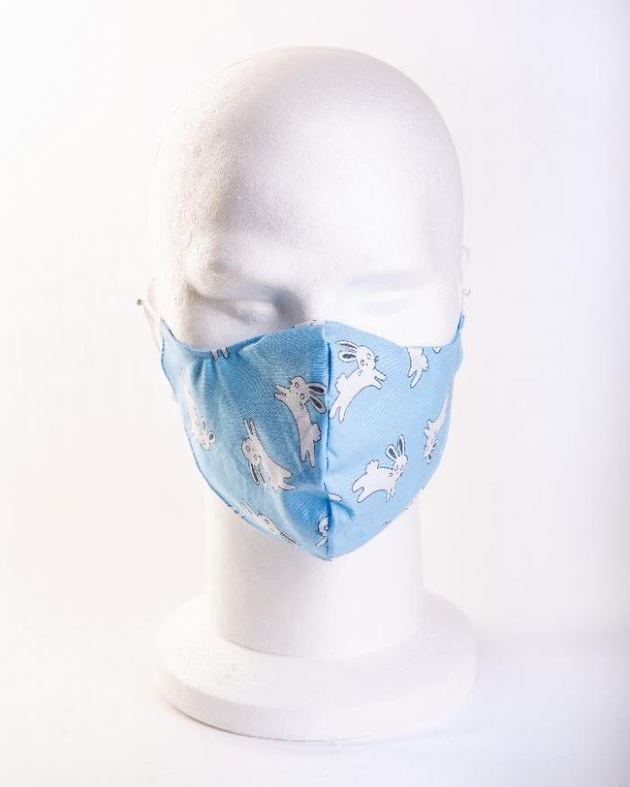  Blue Jumping Rabbits Face Mask 100% Cotton