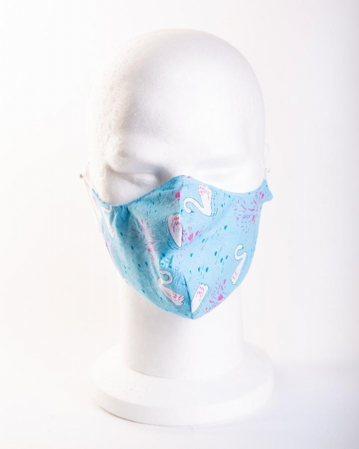 Blue majestic swan 100% cotton face masks