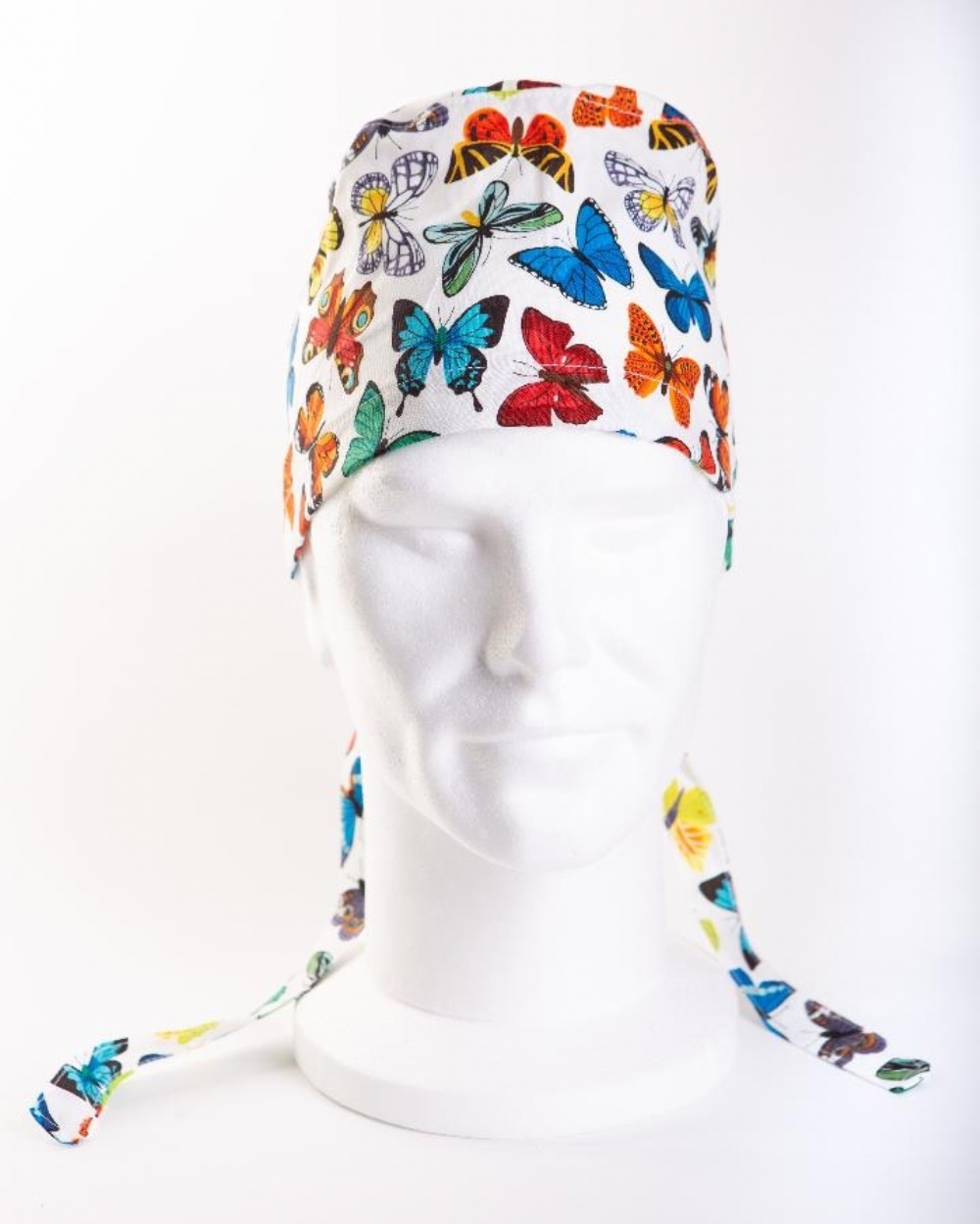 100% Cotton Surgical Scrub Cap - Navy Jungle Print, Short Hair Size, With Sweatband