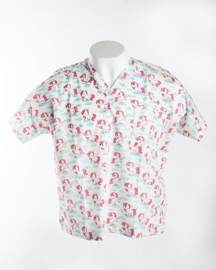 Ivory Baby Unicorn Short Sleeve Scrub Top 100% Cotton