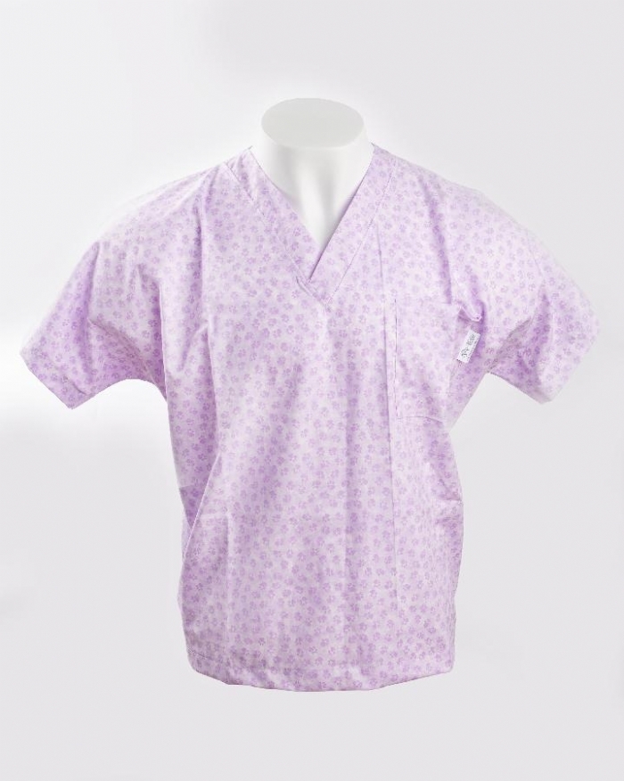 Purple Paws Short Sleeve Scrub Top 100% Cotton