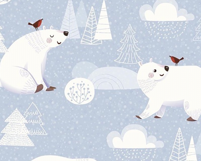 Little Johnny - The Xmas Polar Bear and The Robin Short Sleeve Scrub Top 100% Cotton