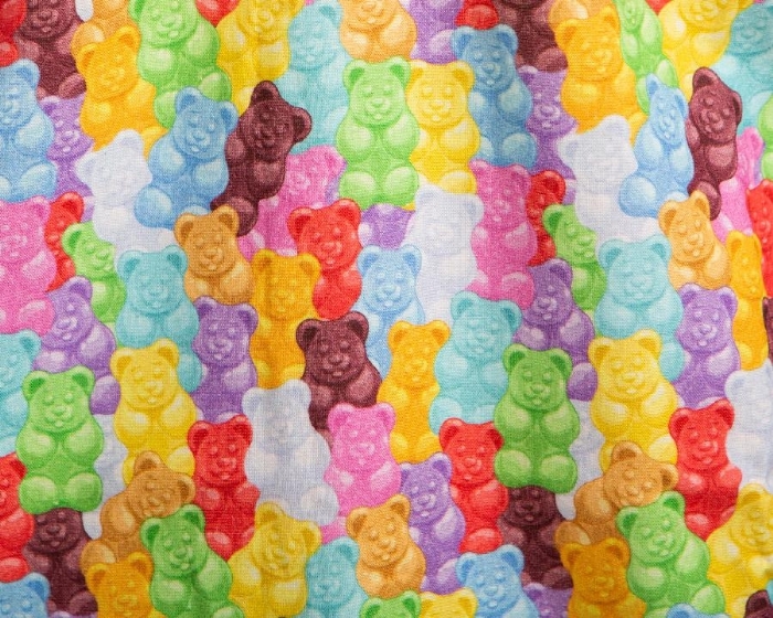 Multicolored Gummy Bears Short Sleeve Scrub Top 100% Cotton