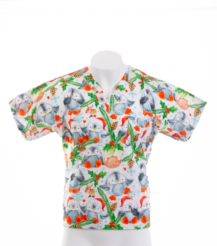  Holly And The Bird Short Sleeve Scrub Top 100% Cotton