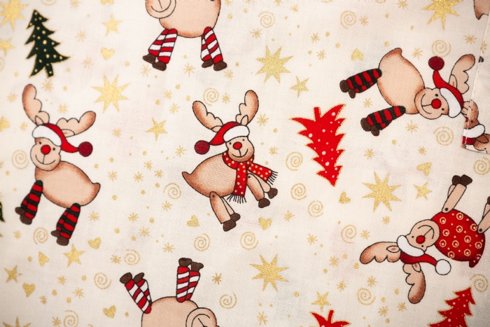  Christmas Reindeer Short Sleeve Scrub Top 100% Cotton