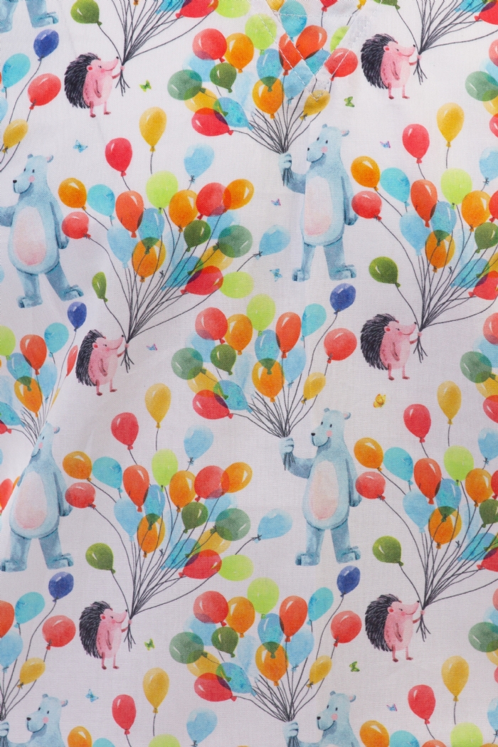 Animal Balloons Short Sleeve Medical Scrub Top 100% Cotton