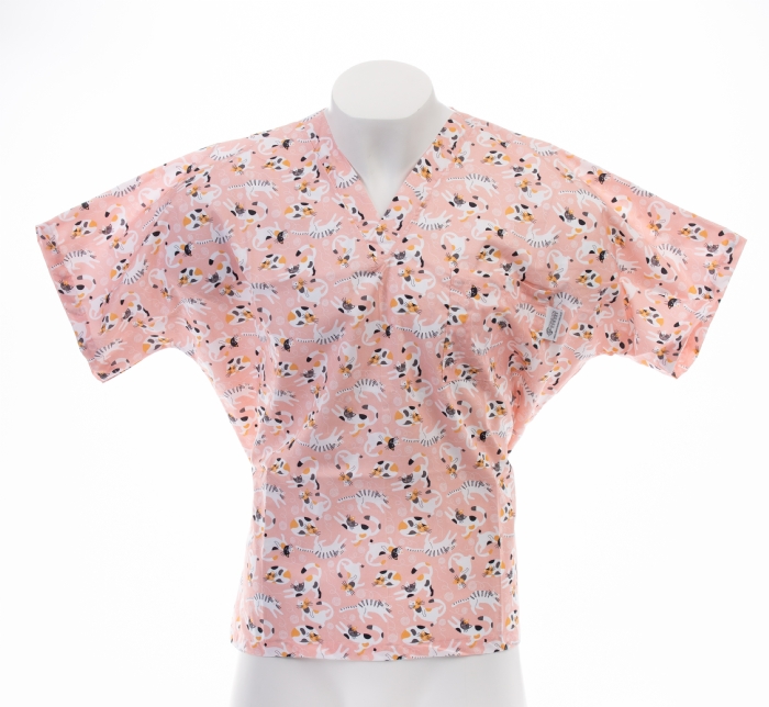 Curious Cat Short Sleeve Scrub Top 100% Cotton