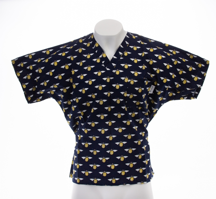 Bumble Bee Night Short Sleeve Scrub Top 100% Cotton