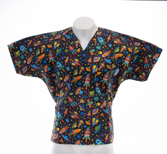 Intergalactic Short Sleeve Scrub Top 100% Cotton