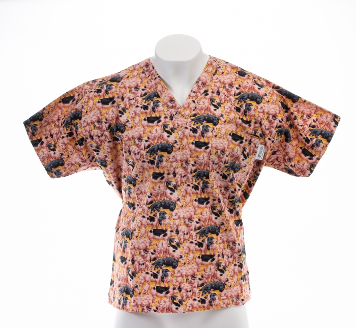 Piggy In The Middle Short Sleeve Scrub Top 100% Cotton