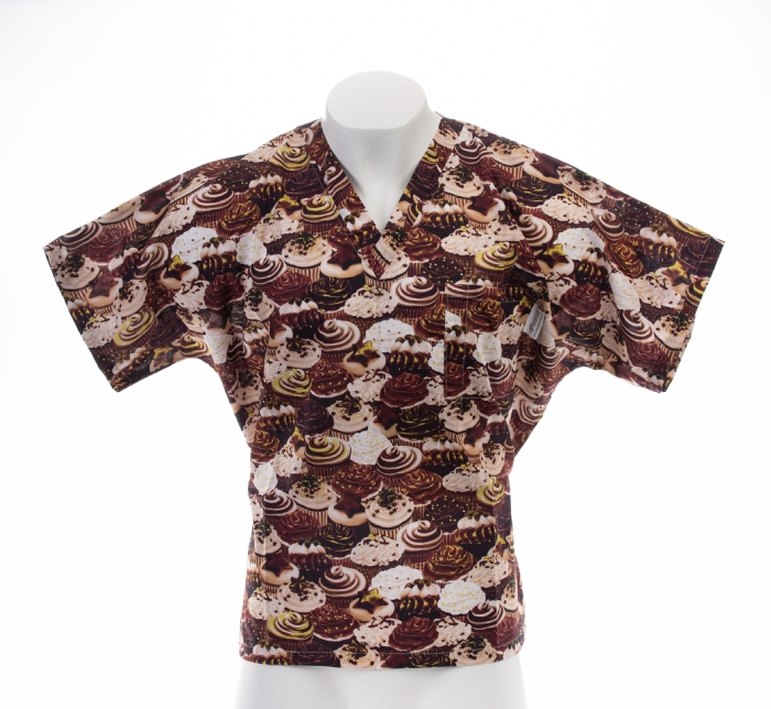 Chocolate Cupcakes Short Sleeve Scrub Top 100% Cotton