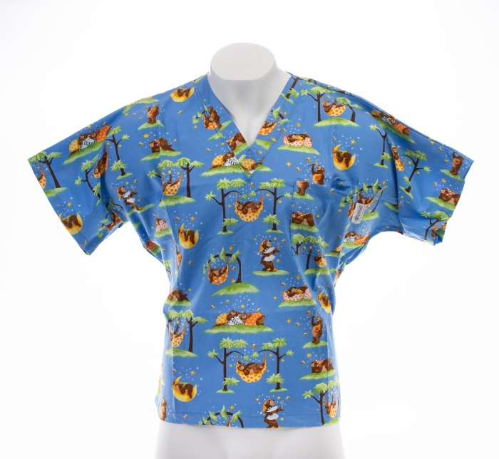 Sleepy Bear Short Sleeve Scrub Top 100% Cotton