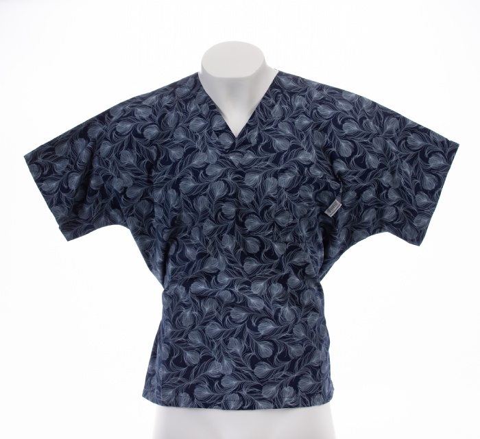 Floating Feathers Short Sleeve Scrub Top 100% Cotton