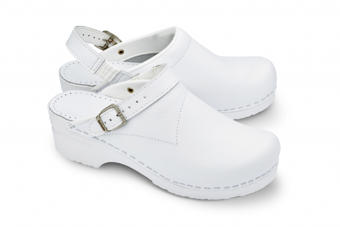 Toffeln FlexiKlog - White with heel strap