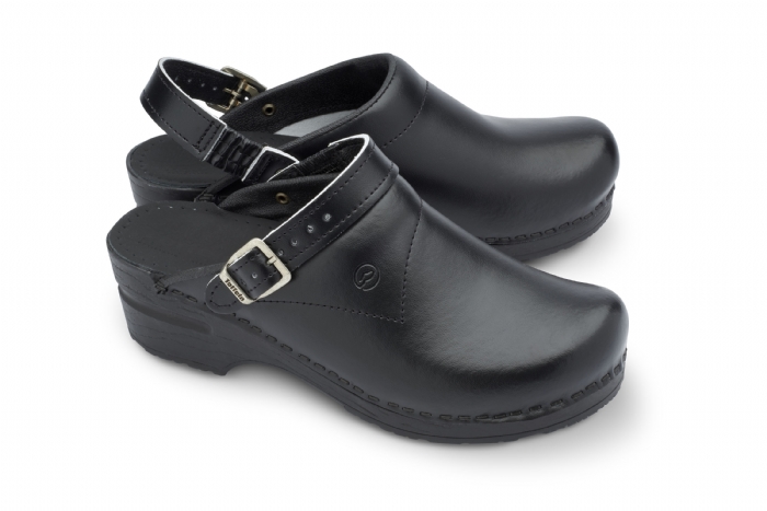 Toffeln FlexiKlog - Black with heel strap