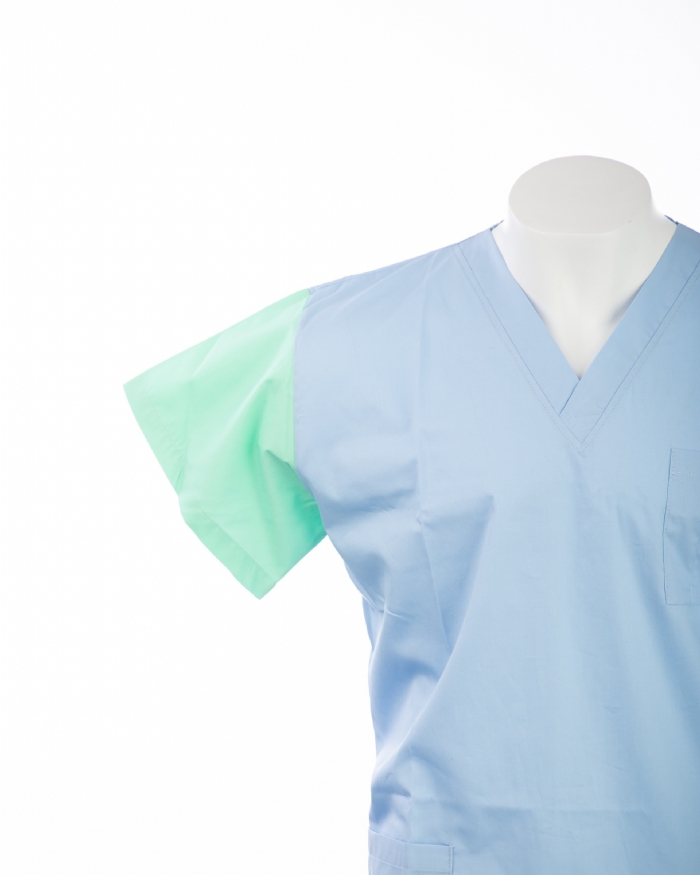 Mint Green Sleeve Colour Coded Short Sleeve Scrub Top 100% Cotton