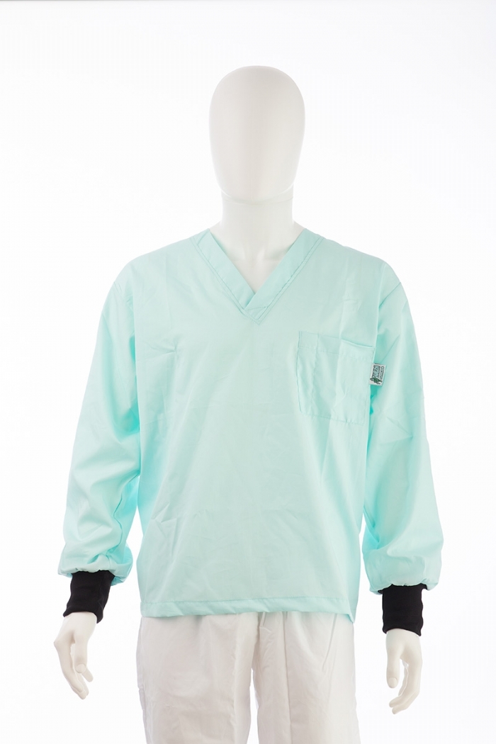 Mint Long Sleeve Scrub Top Elastic Cuff 100% Cotton