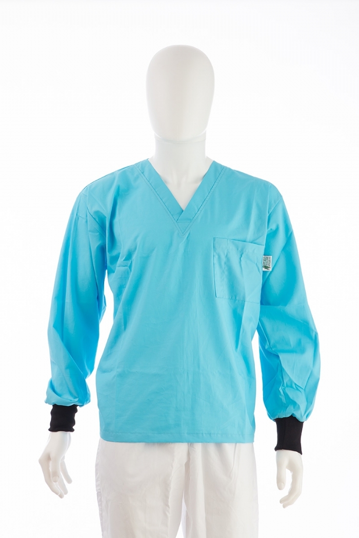 Sky Long Sleeve Scrub Top Elastic Cuff 100% Cotton