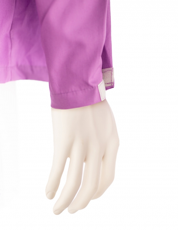 Pink Long Sleeve Scrub Top Velcro Cuff 100% Cotton