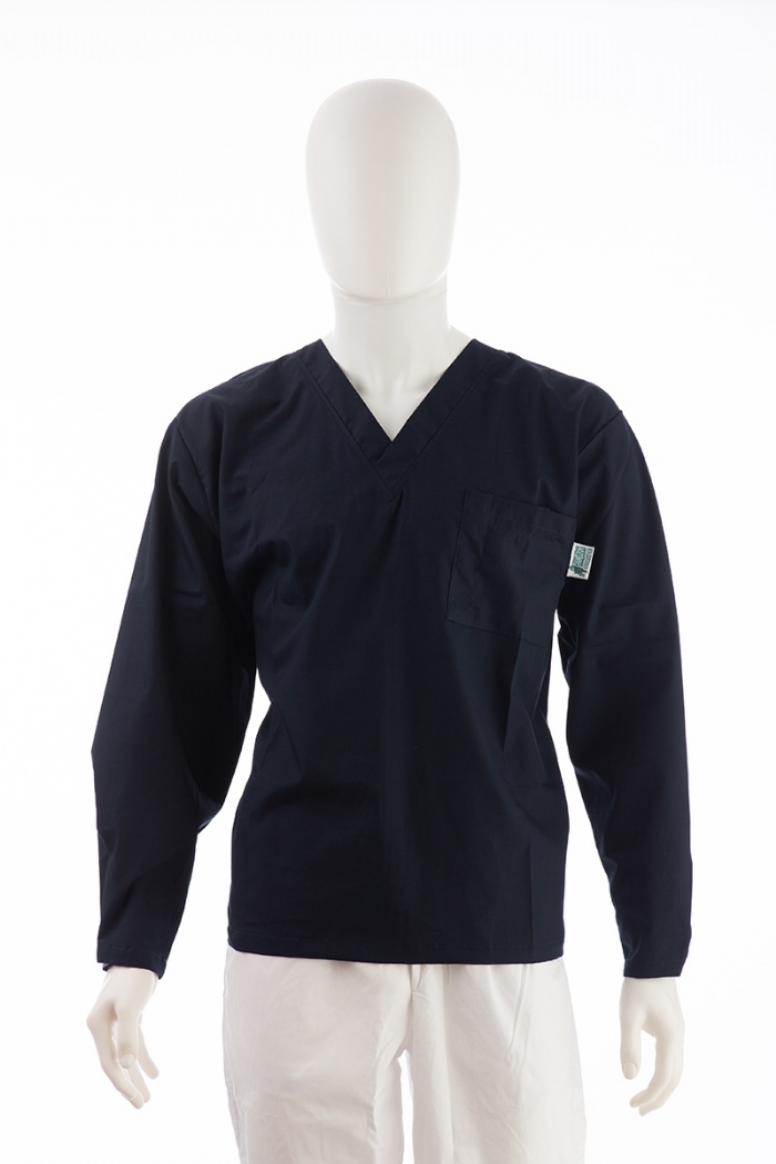 Midnight Long Sleeve Scrub Top Velcro Cuff 100% Cotton