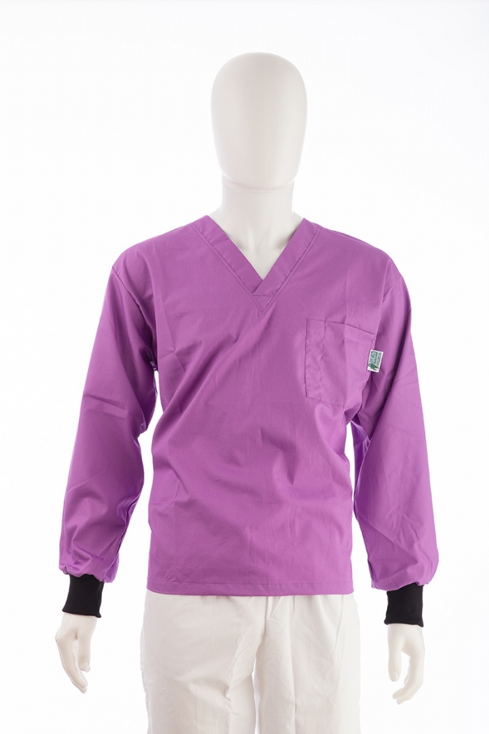 Lotus Long Sleeve Scrub Top Elastic Cuff 100% Cotton