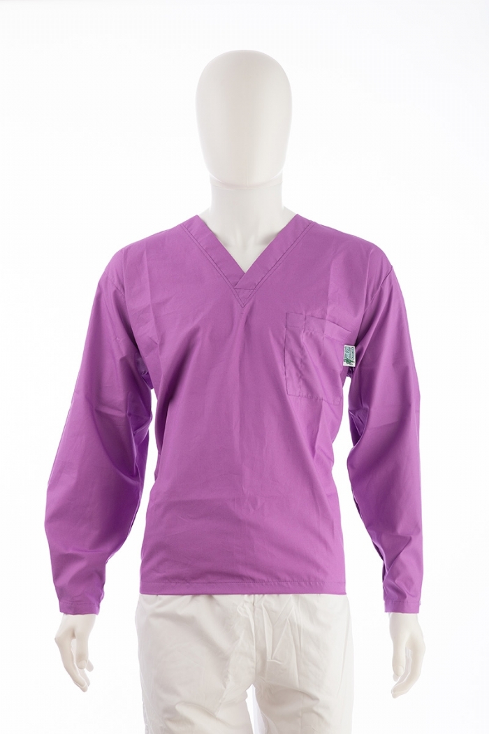 Lotus Long Sleeve Scrub Top Velcro Cuff 100% Cotton