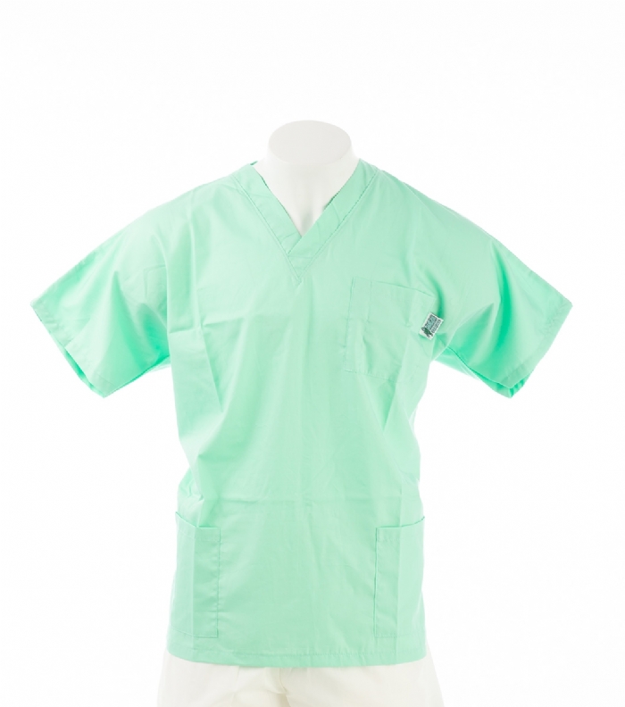  Pistachio Short Sleeve Scrub Top with Side Pockets 100% Cotton