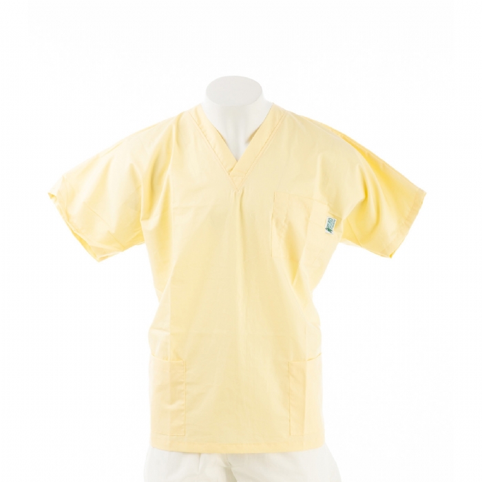  Lemon Short Sleeve Scrub Top with Side Pockets 100% Cotton