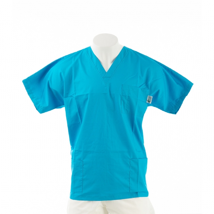  Peacock Short Sleeve Scrub Top with Side Pockets 100% Cotton