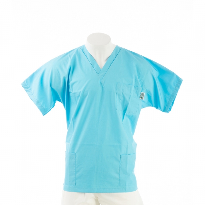  Sky Short Sleeve Scrub Top with Side Pockets 100% Cotton