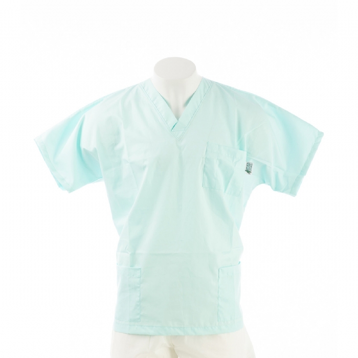  Mint Short Sleeve Scrub Top with Side Pockets 100% Cotton