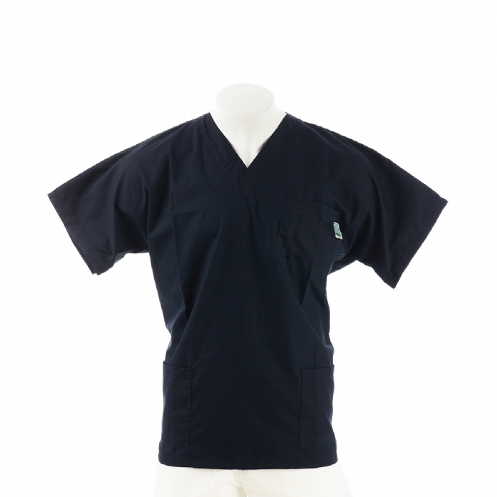  Midnight Short Sleeve Scrub Top with Side Pockets 100% Cotton